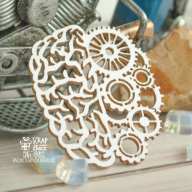Чипборд мозг сверху с шестеренками, 46,8*55 мм от Scrapbox