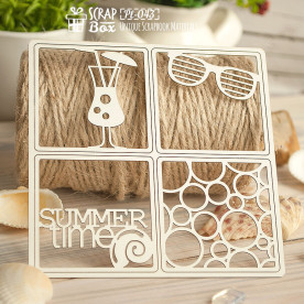 Чипборд Карточка Summer Time набор из 4-х шт, 106*106 мм от Scrapbox