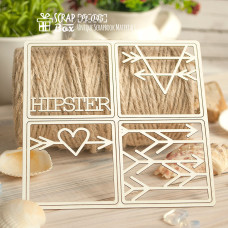 Чипборд Карточка Hipster набор из 4-х шт, 106*106 мм от Scrapbox