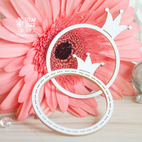 Чипборд простая круглая рамочка с короной средняя (2 шт.) от Scrapbox