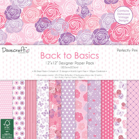Набор бумаги Back to Basics Perfectly Pink, 30*30 см, 12 листов от Dovecraft