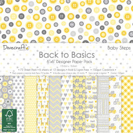 Набір паперу Back to Basics Baby Steps, 15*15 см, 12 аркушів Dovecraft