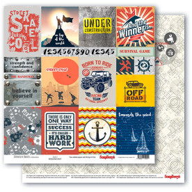 Лист двусторонней бумаги Карточки 1 англ яз, 30*30 см от ScrapBerry's