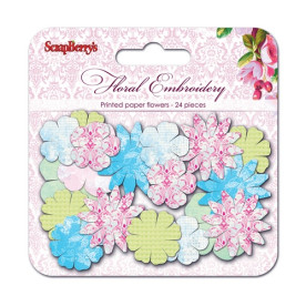 Набор цветочков Цветочная Вышивка 25мм, 30мм, 38мм, 24 шт от Scrapberry's