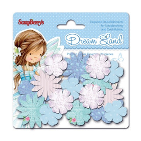 Набор цветочков Голубые цветы (25мм, 30мм, 38мм), 24 шт от Scrapberry's