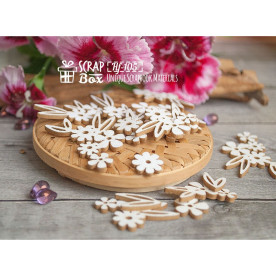 Чипборд Набор цветочков с листиками (20 шт), 25*25 мм от ScrapBox