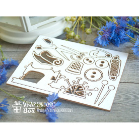 Чипборд Набор швейный малый с машинкой, 114*89 мм от ScrapBox