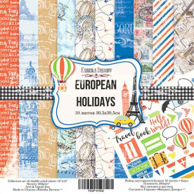Набір скраппаперу "European holidays", 30,5x30,5 см від Фабрика Декору