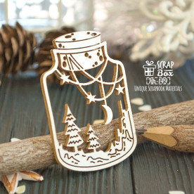 Чипборд Новогодняя композиция в банке, 33*52 мм от Scrapbox