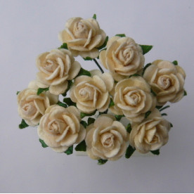 Набір 10 декоративних трояндочок кремового кольору, 10 мм.