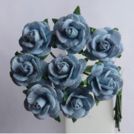 Набір 10 декоративних трояндочок блакитного кольору, 15 мм