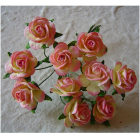 Набор 10 декоративных розочек цвета шампанского, 15 мм.