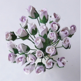 Набір 10 квіток троянди в формі нерозкритого бутона світло бузкового кольору, 5 мм