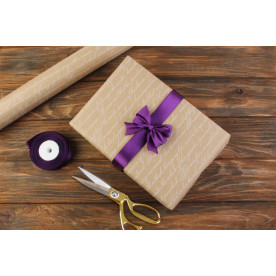 Папір пакувальний у рулоні, "Писемність білим" на крафті, 8 м/66 см.