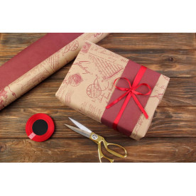 Двосторонній папір крафт, Заливка бордо, текст бордо, 8х0,7м