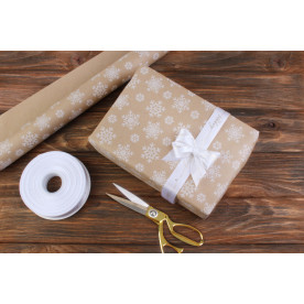 Бумага упаковочная рулонная новогодняя, Снежинки, 8х0,7м, 80 г/м²