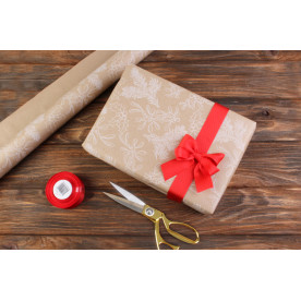 Папір пакувальний новорічний рулонний, Білі гілочки, 8х0,7м, 80 г/м²