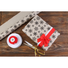 Папір пакувальний новорічний, Чорні сніжинки, 8х0,7м, 80 г/м²