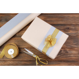 Бумага упаковочная рулонная, серая-пудра персик, 8м х 70см, 80 г/м²