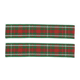 Репсова стрічка в клітинку червоно-зелений колір, 9 мм, 90 см