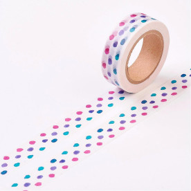 Бумажный скотч Акварельные точки, 15 мм, 10 м