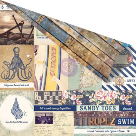 Двосторонній скраппапір Port of St. Tropez з фольгою Prima