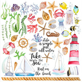 Лист с картинками для вырезания "Sea Breeze", 30*30 см от Фабрика Декора