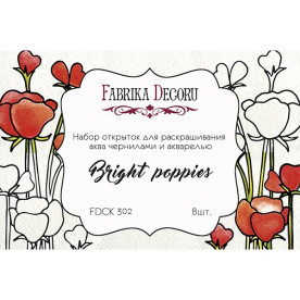 Набор открыток для раскра- шивания аква чернилами Bright poppies Фабрика Декора