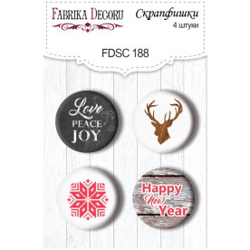 Набор скрапфишек Happy New Year, 4 шт, 25 мм от Фабрика Декора