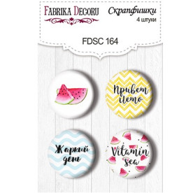 Набір скрапфішек Привіт Літо, 4 шт, 25 мм від Фабрика Декору