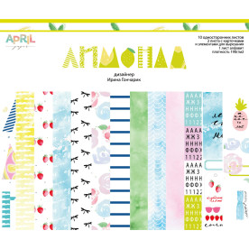 Набір паперу Лимонад 30,5х30,5 см, 10 аркушів + 2 листа карток + 1 алфавіт April Paper