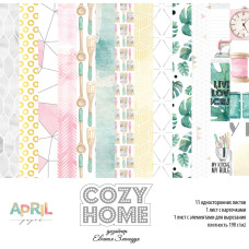 Набор бумаги Cozy home 30,5х30,5 см, 11 листов, 1 лист карточек, 1 алфавит April Paper