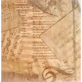 Лист крафт паперу 30Х30 з малюнком Ноти, 70 г / м2, Фабрика Декору