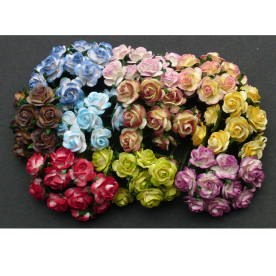 Розочки, набор из 10 цветков, 15 мм в разных тонах