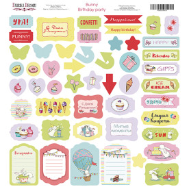 Лист с высечками "Bunny birhtday party", 30,5*30,5 см от Фабрика Декора
