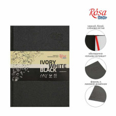 Блокнот A5 (14,8х21см) слоновая кость, черная и белая бумага 80г/м 96л ROSA Studio