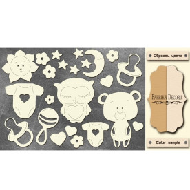 Набор чипбордов Детский, 10*15 см, крафт-молочный от Фабрика Декора