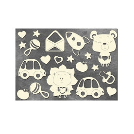 Набор чипбордов Sweet baby boy-1, 10*15 см, крафт-молочный от Фабрика Декора
