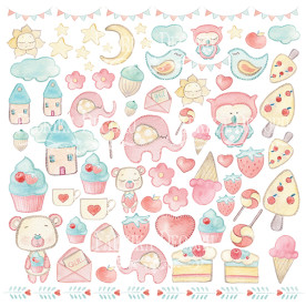 Лист с картинками для вырезания "Sweet baby girl", 30*30 см от Фабрика Декора