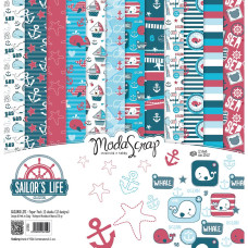Набір паперу для скрапбукінгу Sailor Life 30х30 12 аркушів ModaScrap