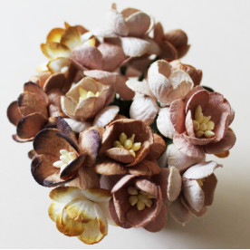 Набір 5 декоративних квіток вишні в різних тонах коричневого кольору