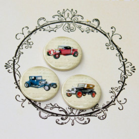 Набор значков-фишек Ретро - автомобили, 3 шт.
