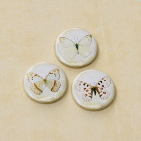 Набір значків-фішок Бежеві метелики, 3 шт.