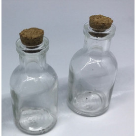 Стеклянная мини бутылочка 66*33 мм, 36 мл с пробковой крышкой, 1 шт