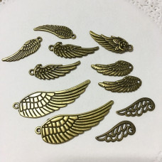 Набор металлических подвесок Крылья, 11 шт,  античная бронза