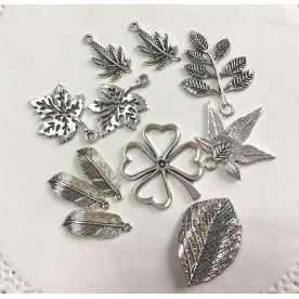 Набор подвесок "Листочки", 11 шт , античное серебро