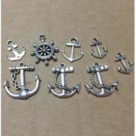 Набор металлических подвесок "Морское путешествие", 8 шт, цвет серебро