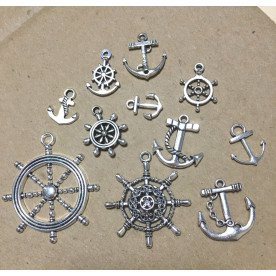 Набір металевих підвісок "Морська подорож" 11 шт, колір срібло