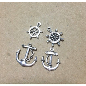 Набор металлических подвесок "Морское путешествие" 4 шт, цвет серебро