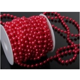 Перли на нитці, колір червоний, 1 метр